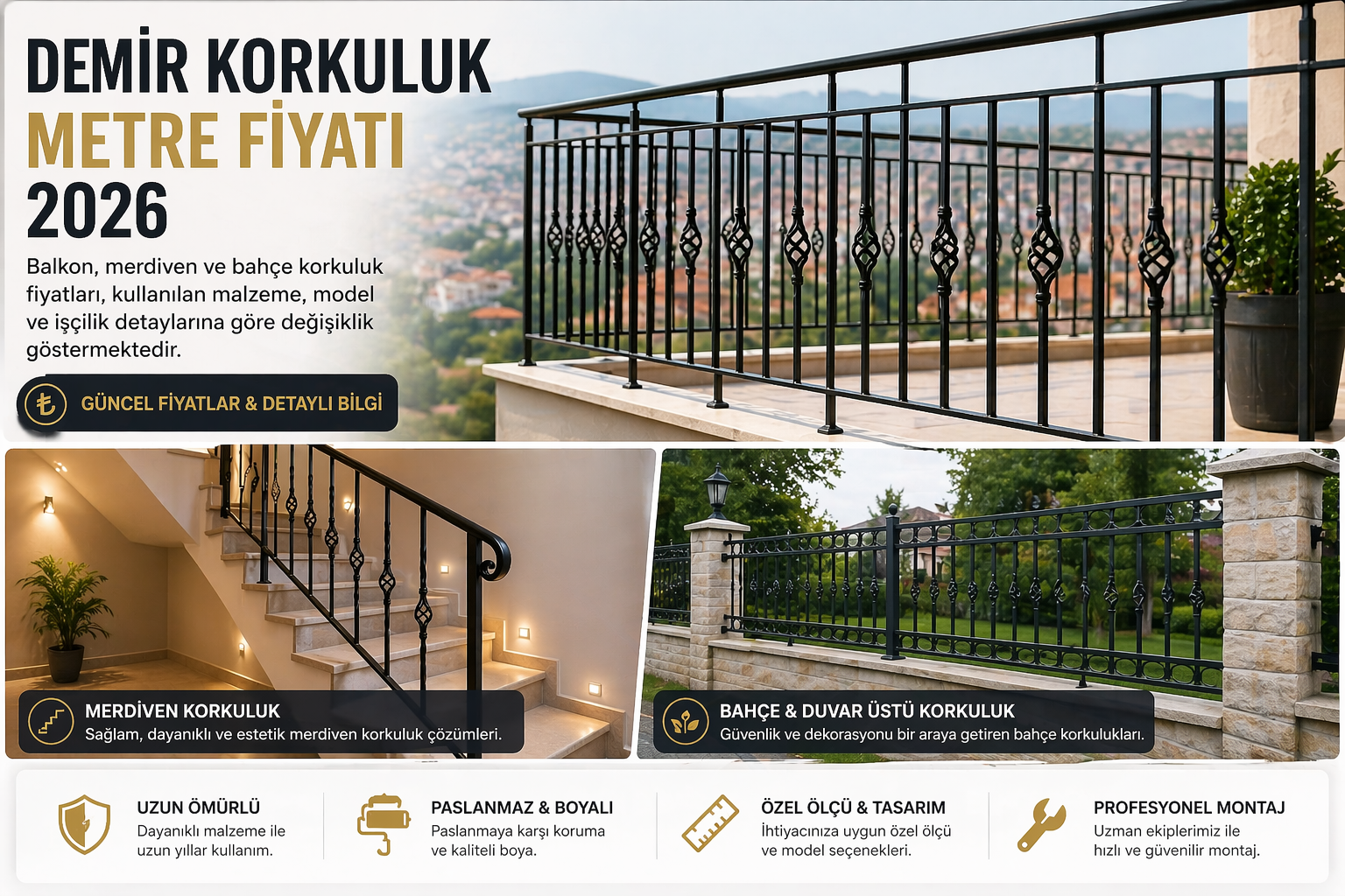 Demir korkuluk metre fiyatı 2026